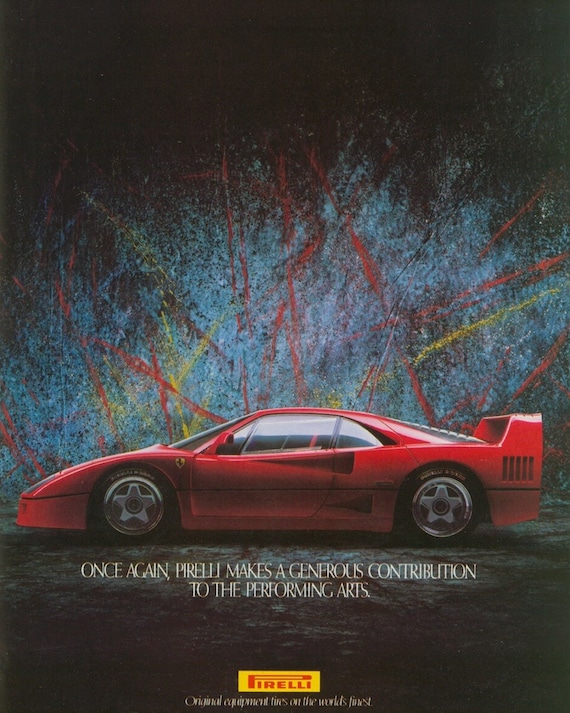 PIRELLI Tires Ferrari F40 Performing Arts 8x10 Poster Print Race