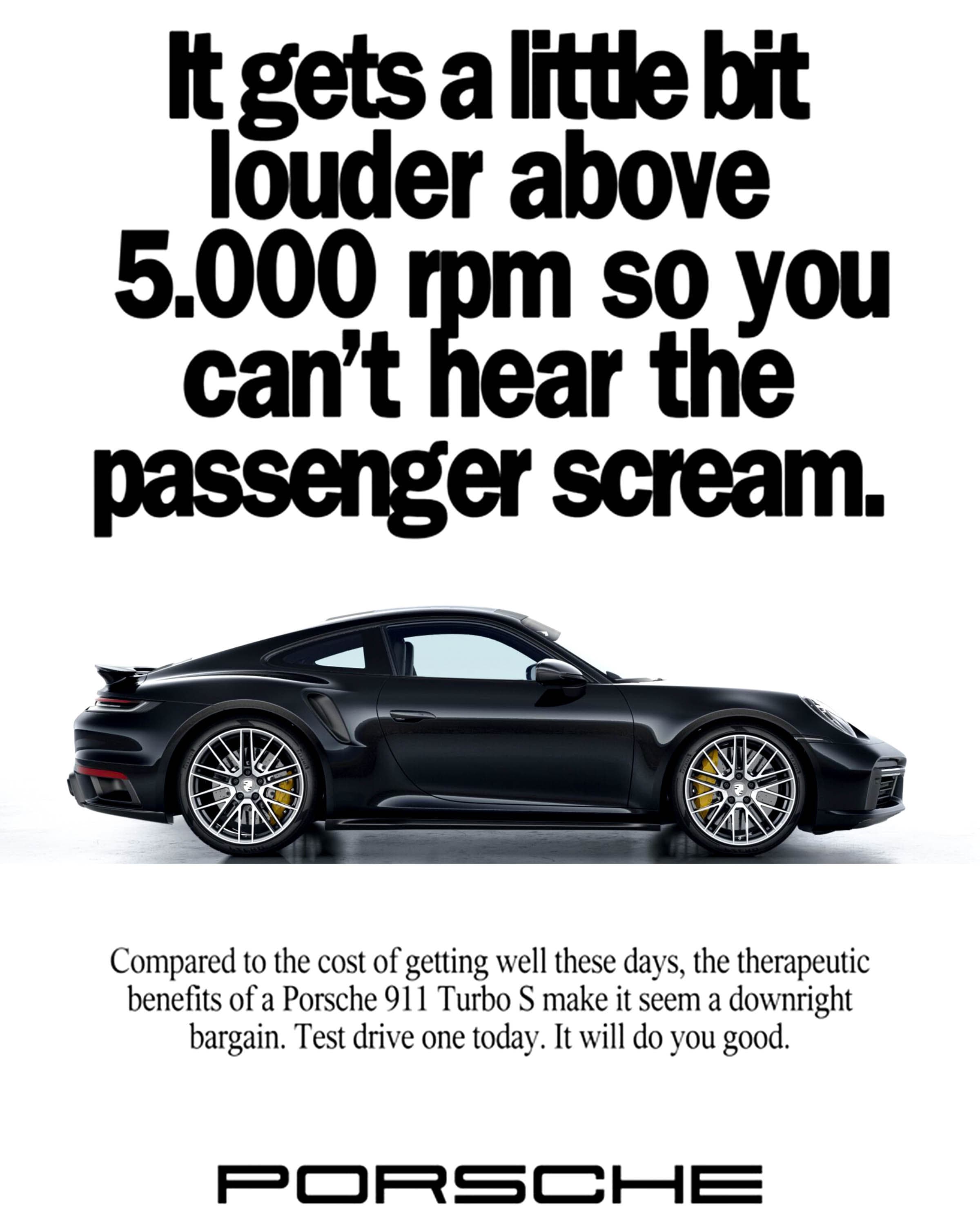 ポルシェ 911 ターボ S「LOUDER RPM SCREAM」ポスター 8インチ x 10