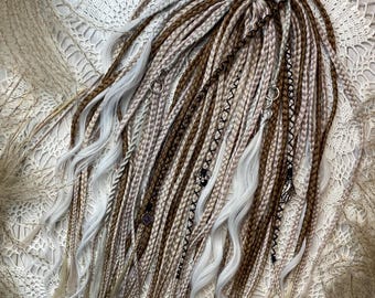 Trenzas rubias y castañas, puntas onduladas, extensiones de cabello estilo boho, trenzas sintéticas