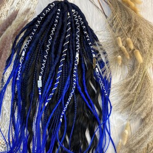 Black & Blue Ombre Braid In Dreads: Goth Crochet Synthetic Loc Extensions