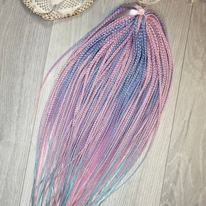 Unicorn Style set: Synthetic Mix of Textured Crochet DE Dreads and Braids, Pink, blue dreadlocks, bright summer dreadlocks