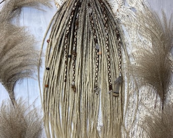 Beige Boho Crochet DE Dreads Set Synthetic Dreadlock Extensions