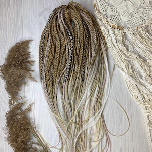 Boho braids full set, natural beige braids, Braids hair extension, Synthetic Braids Double Ended,Ombre Synthetic Braids brown to blonde