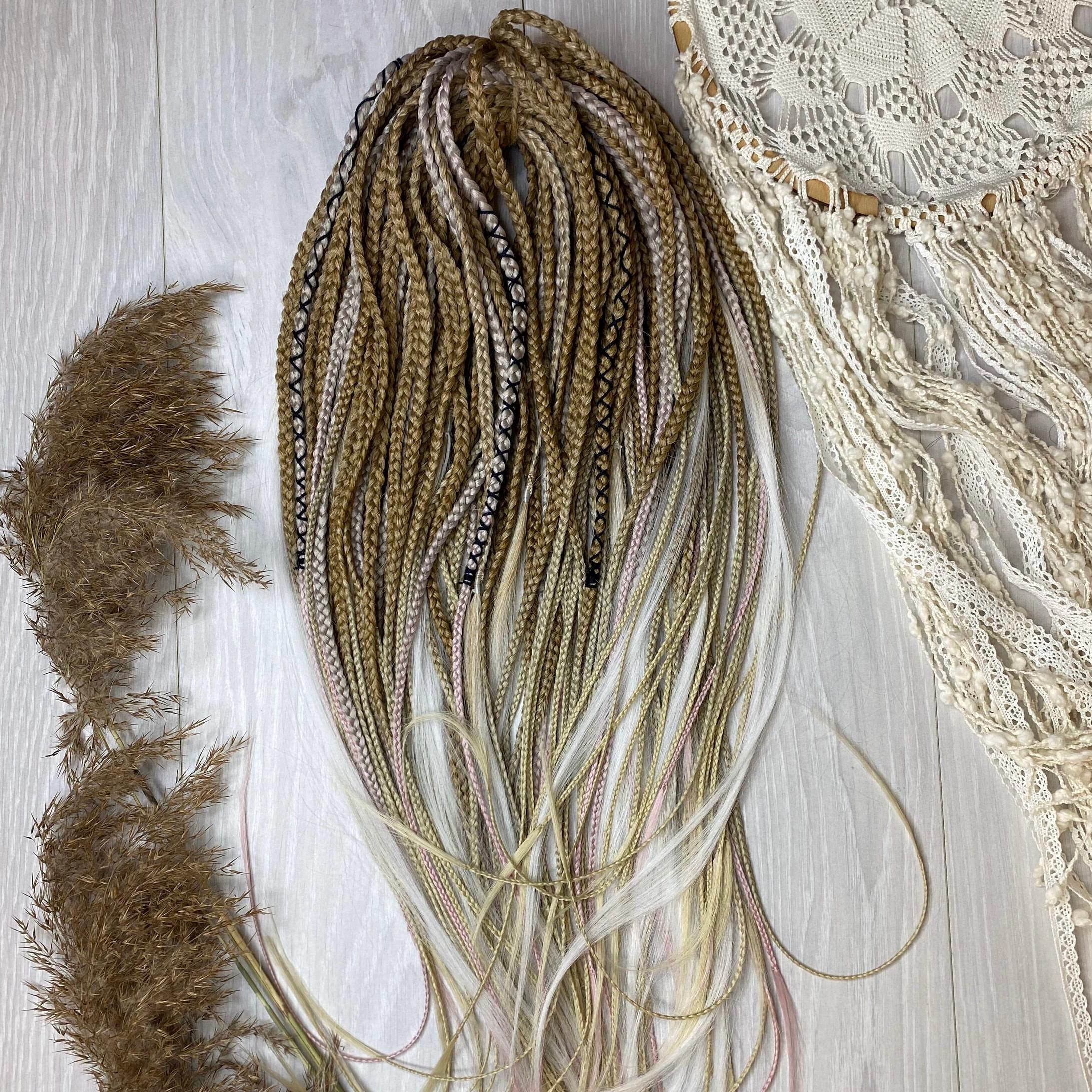 Boho braids full set, natural beige braids, Braids hair extension, Synthetic Braids Double Ended,Ombre Synthetic Braids brown to blonde