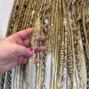 Boho Blond Dreadlock Extensions: Textured Braids with Beads & Charms