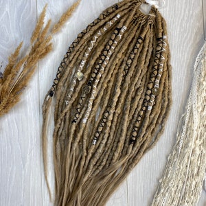 Natural Light Brown Dreads, Synthetic Dreadlock Extensions, Boho Decor Hair, Lightweight Handmade Dreads, Festival Hair, Hippie Style Locks