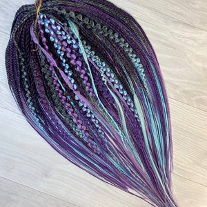 Synthetic dreadlocks Dreads and braid/Wiking style synthetic hair extension/ full head dreadlocks setmix of purple and turquoise extension