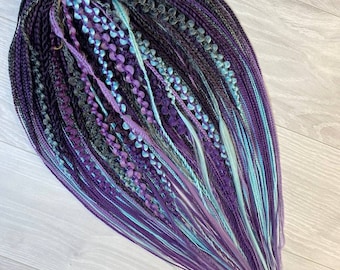 Synthetic dreadlocks Dreads and braid/Wiking style synthetic hair extension/ full head dreadlocks setmix of purple and turquoise extension