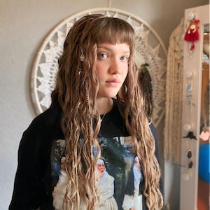 Boho Dreadlock Set with Braids & Curls | Synthetic Dreads in Brown and Blonde | Textured Hair Extensions | Handmade Dreadlocks