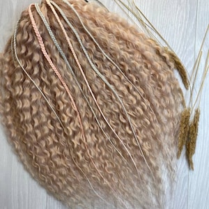 Light Pink Dreads Ombre Curly Dreads Crochet Double Ended Dreads Extensions Boho Dreadlocks Fake Dreads Full Set Wavy Dread Extension