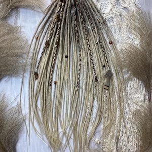 Boho Natural Blonde Dreadlock Extensions with Braided Accents and Beads • Synthetic Crochet Dreads for Festival & Everyday Boho Hair