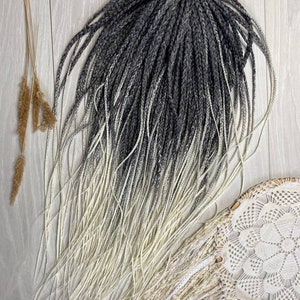 Dark Grey to Blonde Ombre Synthetic Braids – Boho Crochet Box Braids | Lightweight Soft Kanekalon Braiding Hair | Festival & Everyday Style