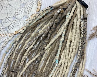 Brown & Blonde Synthetic Dreads: Textured Crochet DE Dreadlock Extensions