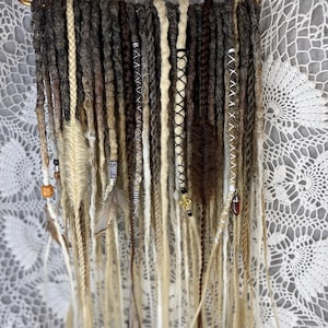 Set of Synthetic Dreads and Braids in Natural Earthy Tones with Accessories | Boho Hair Extensions | DE Dreads for Braiding
