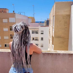 Ashy Dreadlock Extensions SE or DE, Textured Silver Single or Double-ended Synthetic Dreads, Custom Cold Grey Crochet Braid-in Viking Locs