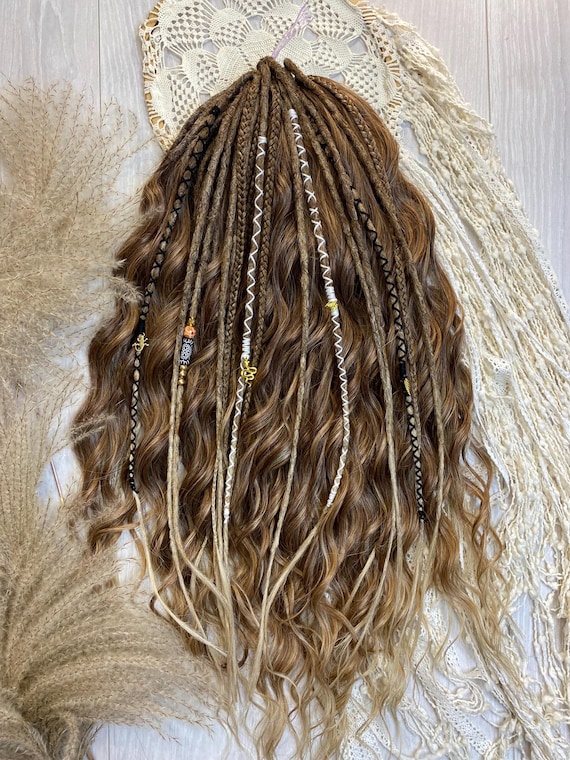 Boho Brown & Blonde Dreadlock Braid Set: Synthetic Dread 