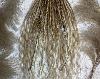 Blonde Boho Dreads with Curls, Synthetic Dreadlock Extensions, Fairycore Festival Hair