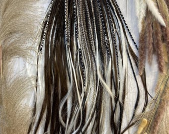 Handmade Boho Microdreads: Dark Brown, Black, White Ash DE Dreads