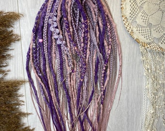 Synthetic pink and purple dreadlocks | Handmade dreads | Double and Single ended dreads| DE and SE | Hair extensions | Natural look locs