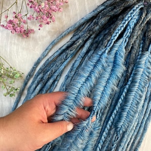 Set of Blue Synthetic Dreads with Braids | Ocean-Inspired DE Dreadlocks | Festival Hair Extensions | Boho Braiding Set