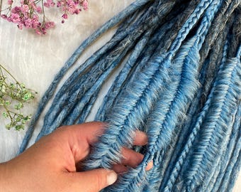 Set of Blue Synthetic Dreads with Braids | Ocean-Inspired DE Dreadlocks | Festival Hair Extensions | Boho Braiding Set