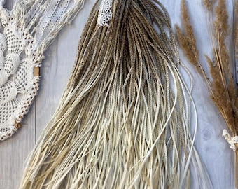 Super Fine Braids, Microdreads\DE, Synthetic Beige Ombre Dreads, Dreadlock Extensions, Double Sided Dreads and Braids, Handmade Dreads