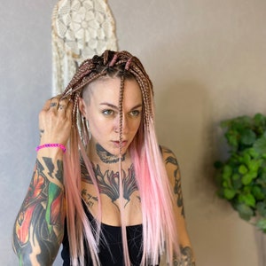 Pink Braids with Loose Ends | Boho Hair Extensions | Fairycore Festival Braids