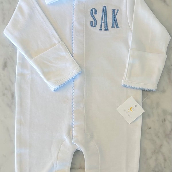 Baby Joy Embroidered Footie - Blue main image 0