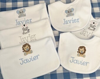 Personalized Baby Bibs/ Embroidered Baby accessories / Embroidered Baby Burp / Pima Cotton Bib / Baby Shower Gifts / Newborn Gift