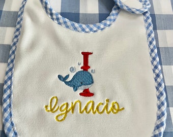 Baby Bib / Personalized Baby Bib and Baby Burp / Embroidered Baby Burp / Pima Cotton Bib / Baby Shower Gifts / Newborn Gift