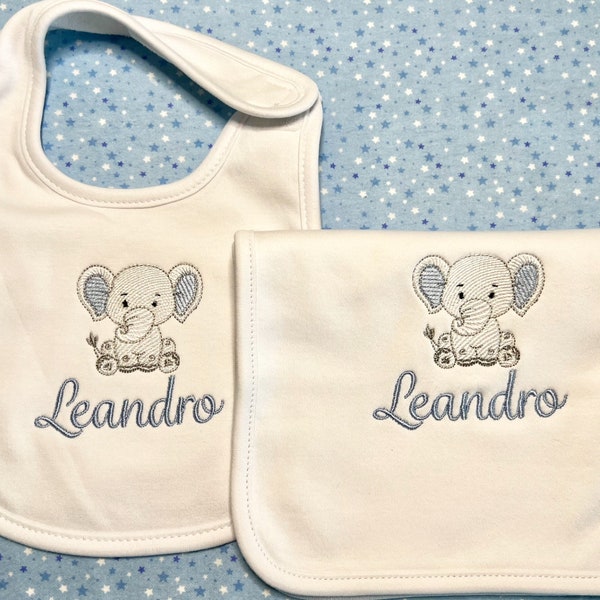 Baby Bib / Personalized Baby Bib and Baby Burp / Embroidered Baby Burp /  Bib / Newborn Gift/baby shower gift/layette