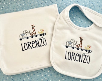 Baby Bib / Personalized Baby Bib and Baby Burp / Embroidered Baby Burp / Pima Cotton Bib / Newborn Gift/baby shower gift/layette