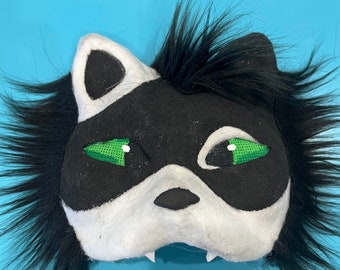 Therian Katzen Maske in Schwarz und Weiß