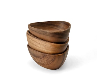 Ciotola per insalata in legno 3"x6", ciotola per servire in legno, ciotola per riso in legno, ciotola per insalata in legno di acacia, ciotola in legno fatta a mano