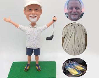 Personalised custom sports bobbleheads, custom bobbleheads for golf fans, golf statue gifts for him,best gifts for fathers,athletes,men,golf