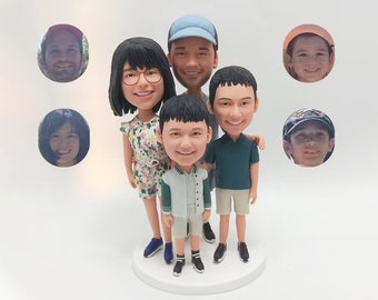 Custom family bobbleheads, custom family 3D statues, personalised unique family Christmas gifts, create my own family bobblehead cool gifts