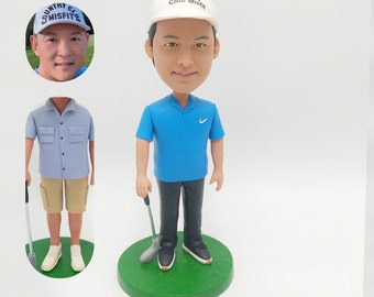 Figurine personnalisée de fan de golf, statue 3D d'athlète personnalisée, figurine de golf personnalisée, meilleur cadeau de golf pour père, patron, athlète, homme