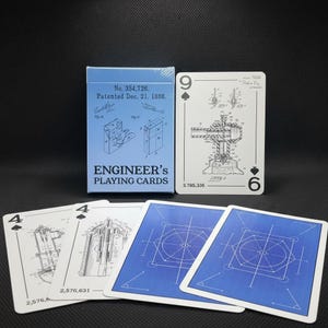 Engineering Patent Art Poker Cards: STEM Gift for Engineers and Tech Enthusiasts