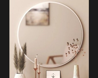 Wall Mirror, White Mirror,Glass Mirror, Modern Home Mirror,wall decor,home decor, bedroom mirror,bathroom decor,bathroom mirror, home gifts