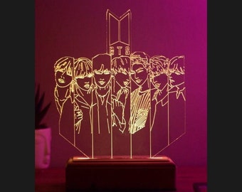 RGB Table Lamp Signed,16 Colors,Bangtan Boys,Army,KPOP,night,game room lighting,home,bts,led, bedroom,cute desk accessoriess,decor aesthetic