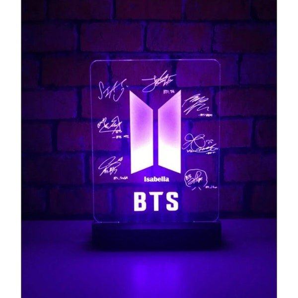 Lampe de table RVB signée, 16 couleurs, Bangtan Boys, armée, KPOP, nuit, éclairage de salle de jeux, maison, bts, led, chambre à coucher, accessoires de bureau mignons, esthétique de la décoration