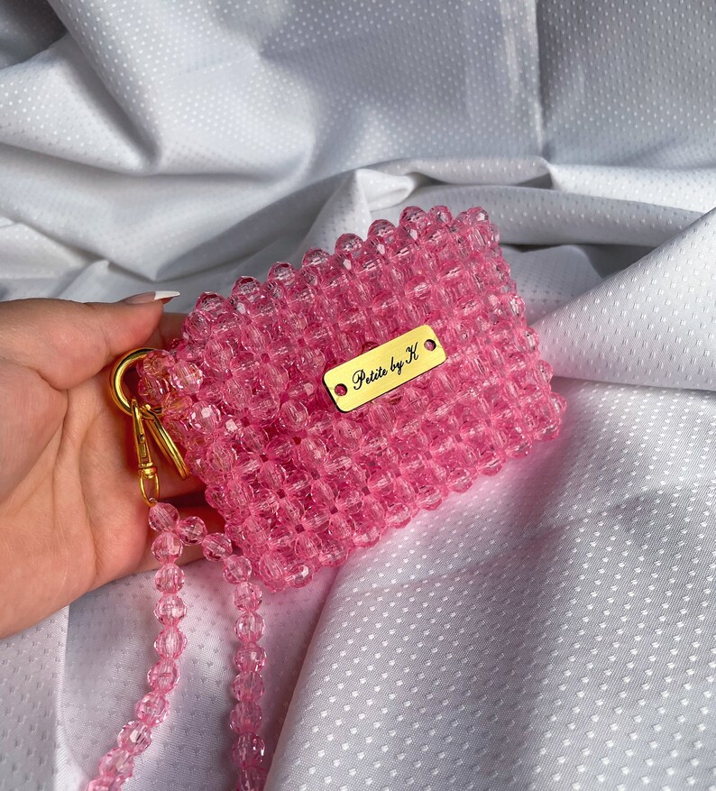 Light Pink Beaded Wristlet Wallet - Etsy