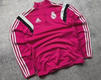 Vintage Real Madrid Footbal Soccer 1/4 Zip Sweatshirt Adidas F84292 Sz M Men