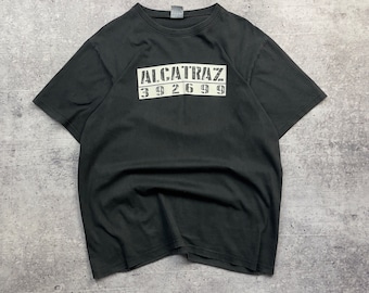 Vintage Alcatraz t shirt 90s black size XL bullhead