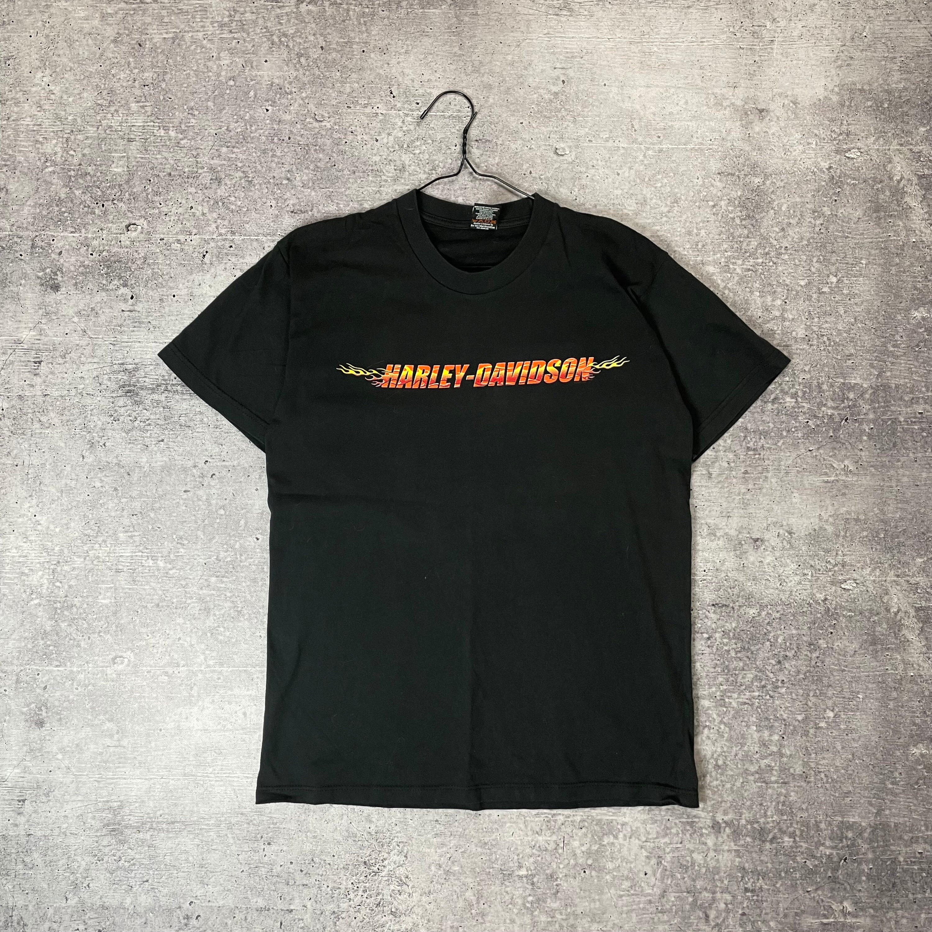 Harley Davidson Vintage 2001 T Shirt Black Fire Print Made
