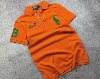 Vintage Polo Ralph Lauren Vibrant Orange Pony Yacht Club Polo Shirt Size S