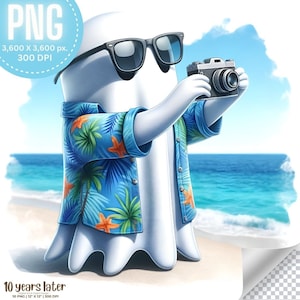 Ghost at The Beach hoge kwaliteit 10 png | Strandspook, zomerspook, lentespook, png, spook op vakantie, commercieel gebruik