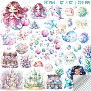 La sirène des cliparts | Jolie sirène PNG, Clipart monde de l'océan, usage commercial