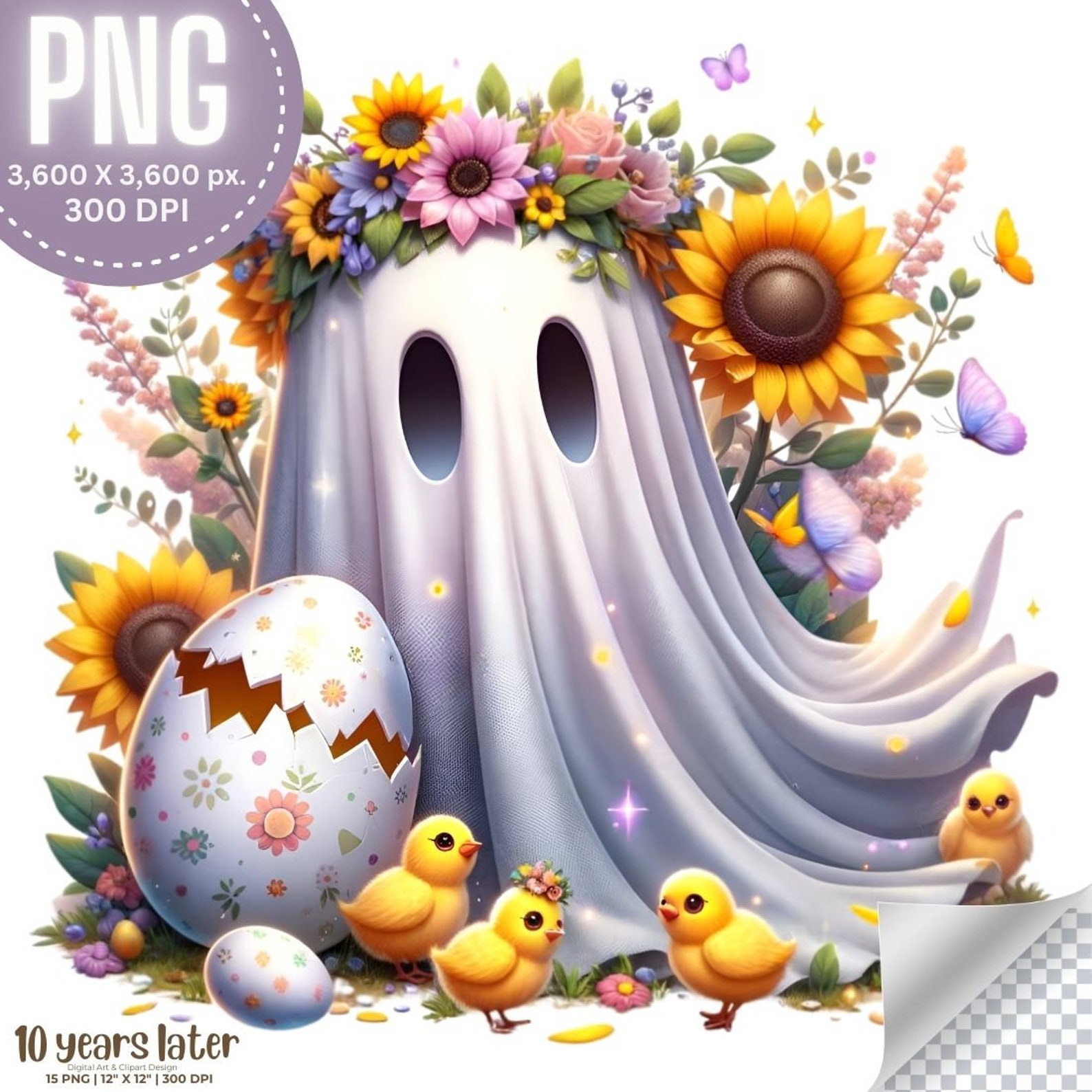 Easter Ghost Hight Quality Clipart 15 PNG | Cute Ghost Easter Eggs ...
