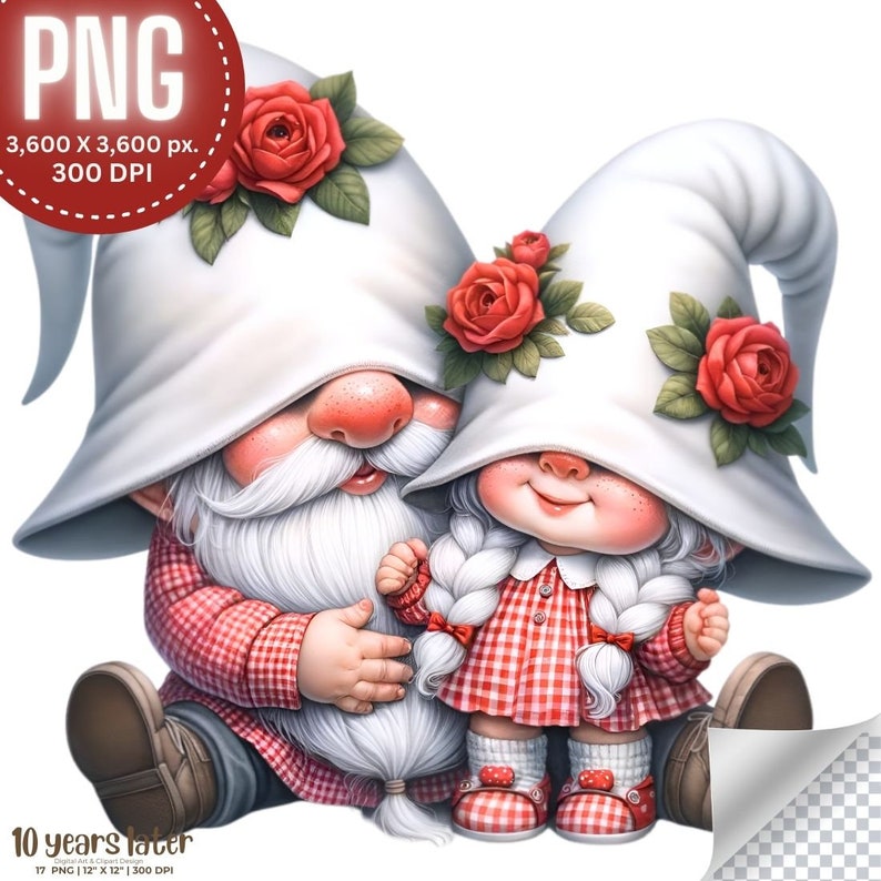 Father's Day Red Roses Baby Girl Gnome Watercolor Female Gnome High ...